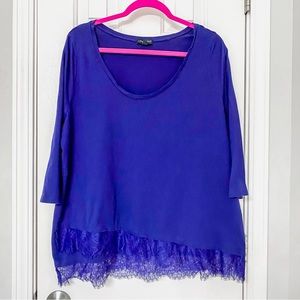 Lane Bryant Blue Lace Hem Blouse